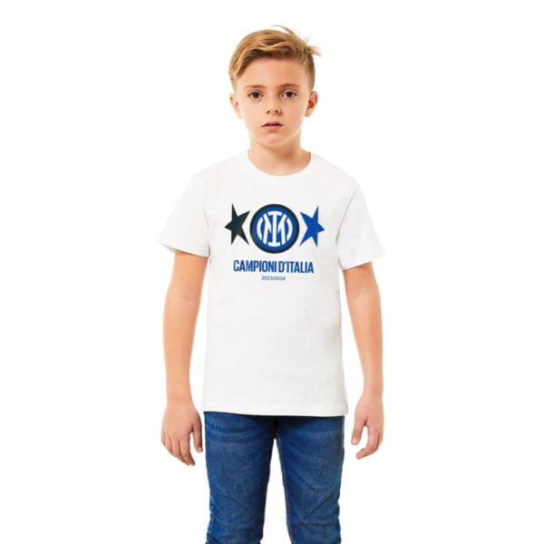 T-shirt dell'Inter celebrativa 20° scudetto Campioni d'Italia bambino ragazzo fronte